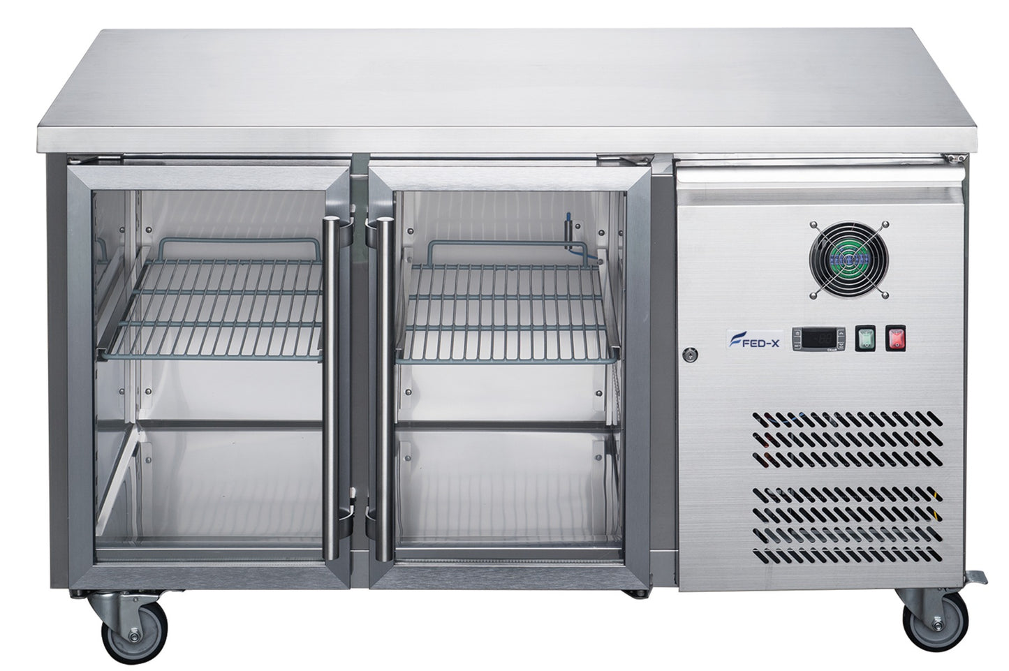 FED-X Two Glass Door Bench Fridge Stainless Steel – XUB7C13G2V