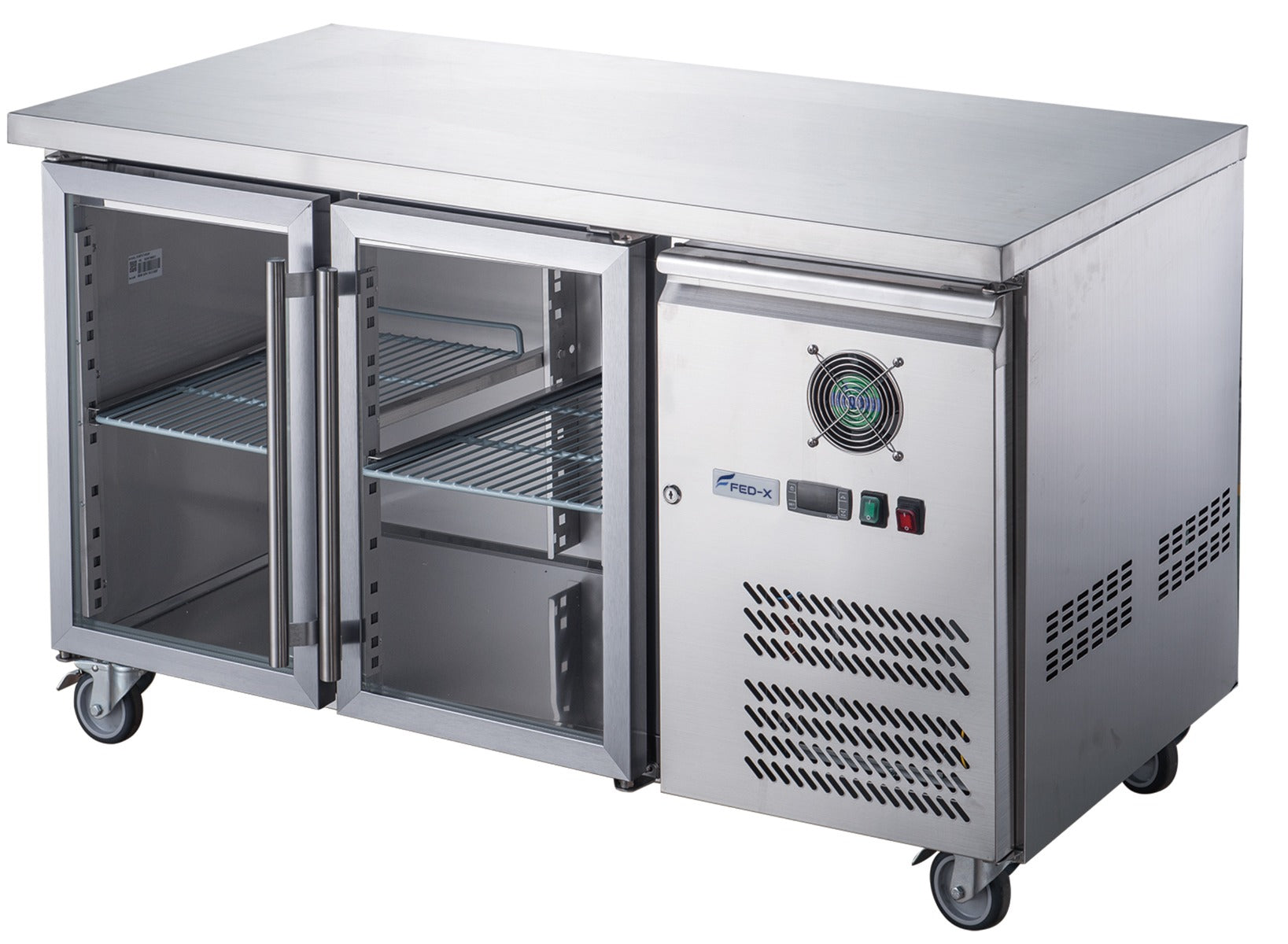 FED-X Two Glass Door Bench Fridge Stainless Steel – XUB7C13G2V