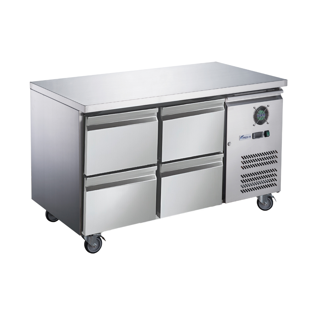 FED-X S/S Four-Door Bench Fridge with Drawers – XUB7C13S2D