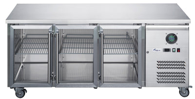 FED-X Three Glass Door Bench Fridge Stainless Steel – XUB7C18G3V