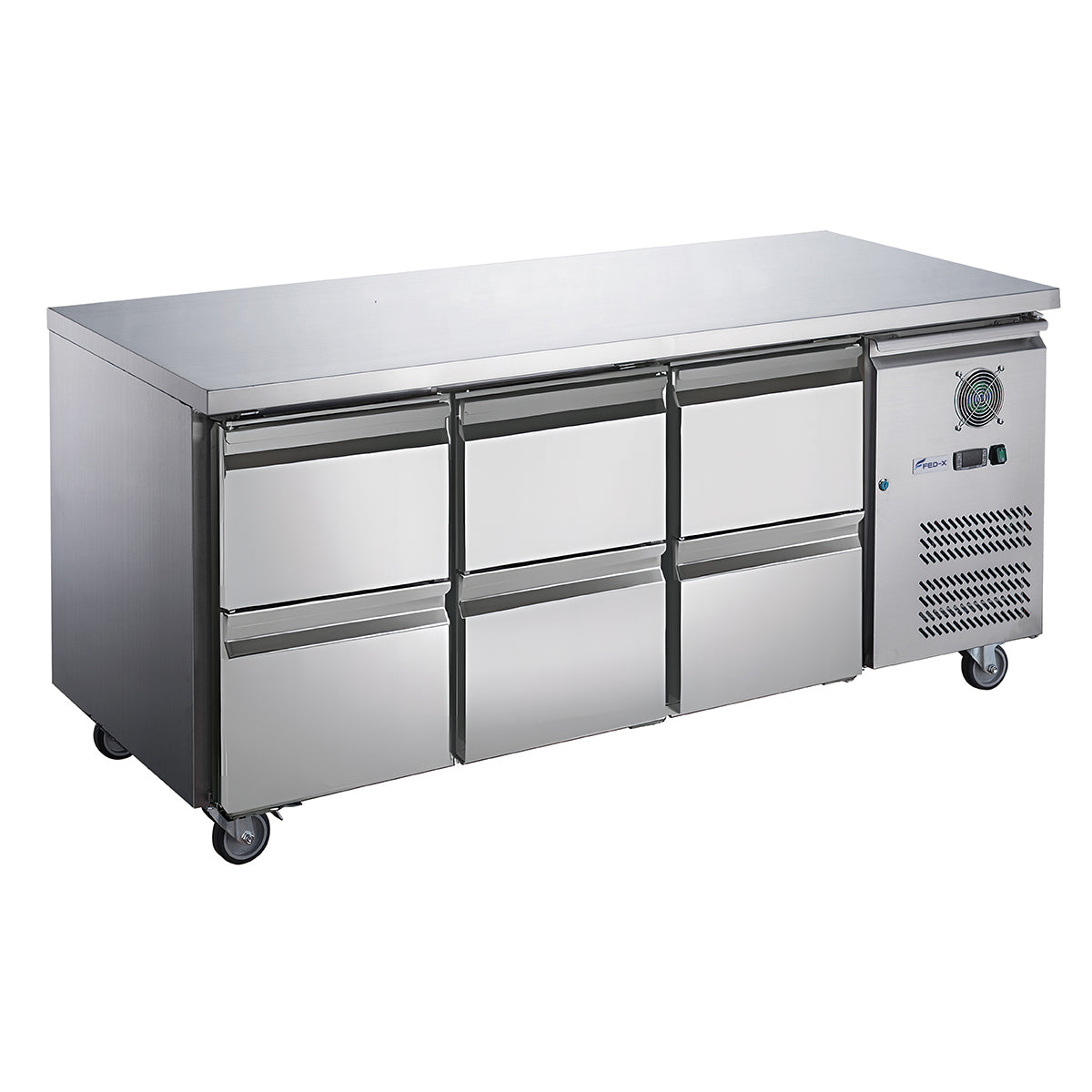 FED-X S/S Six-Door Bench Fridge with Drawers – XUB7C18S3D