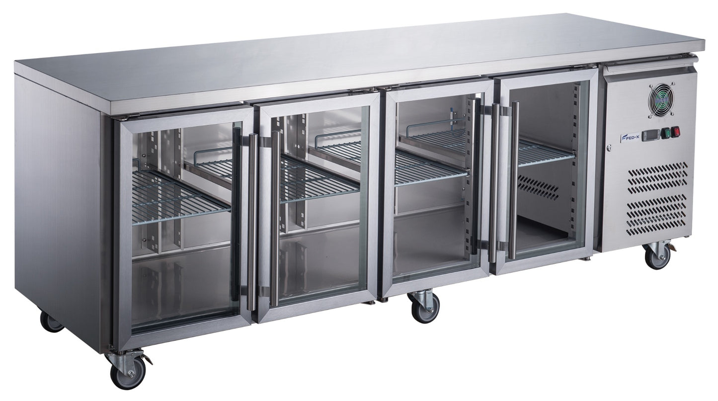 FED-X Four Glass Door Bench Fridge – XUB7C22G4V