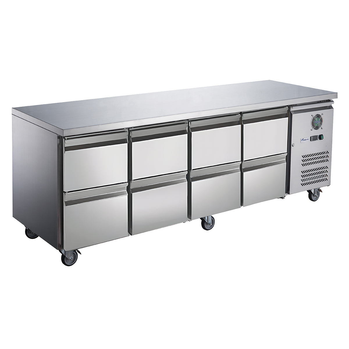 FED-X S/S Eight-Door Bench Fridge with Drawers – XUB7C22S4D