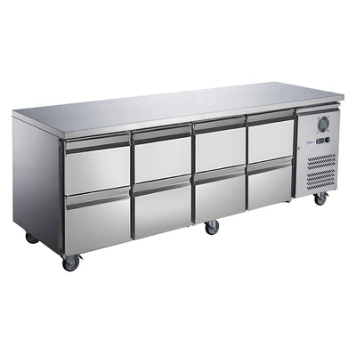 FED-X S/S Eight-Door Bench Fridge with Drawers – XUB7C22S4D