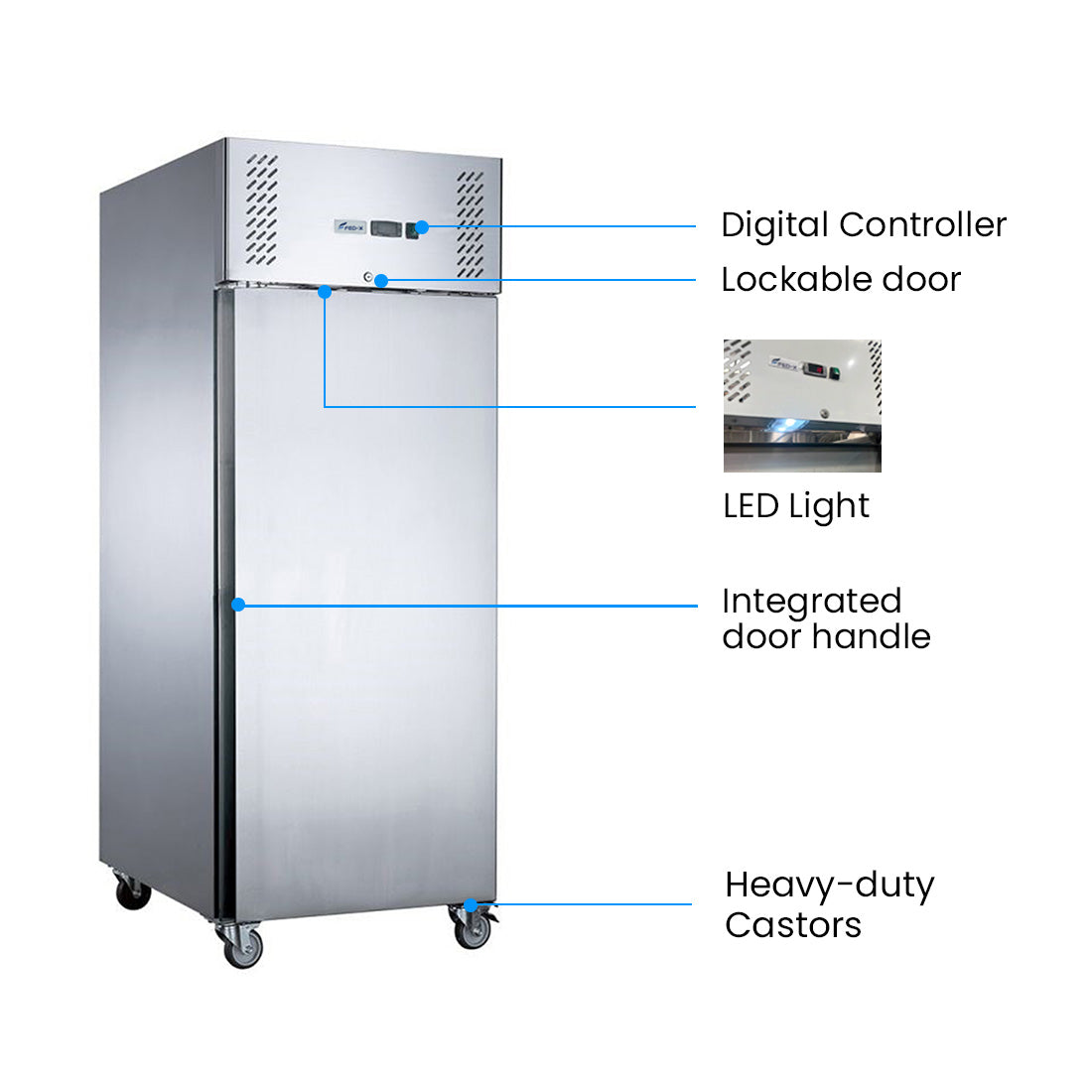 FED-X S/S Single full Door Upright Freezer – XURF400SFV
