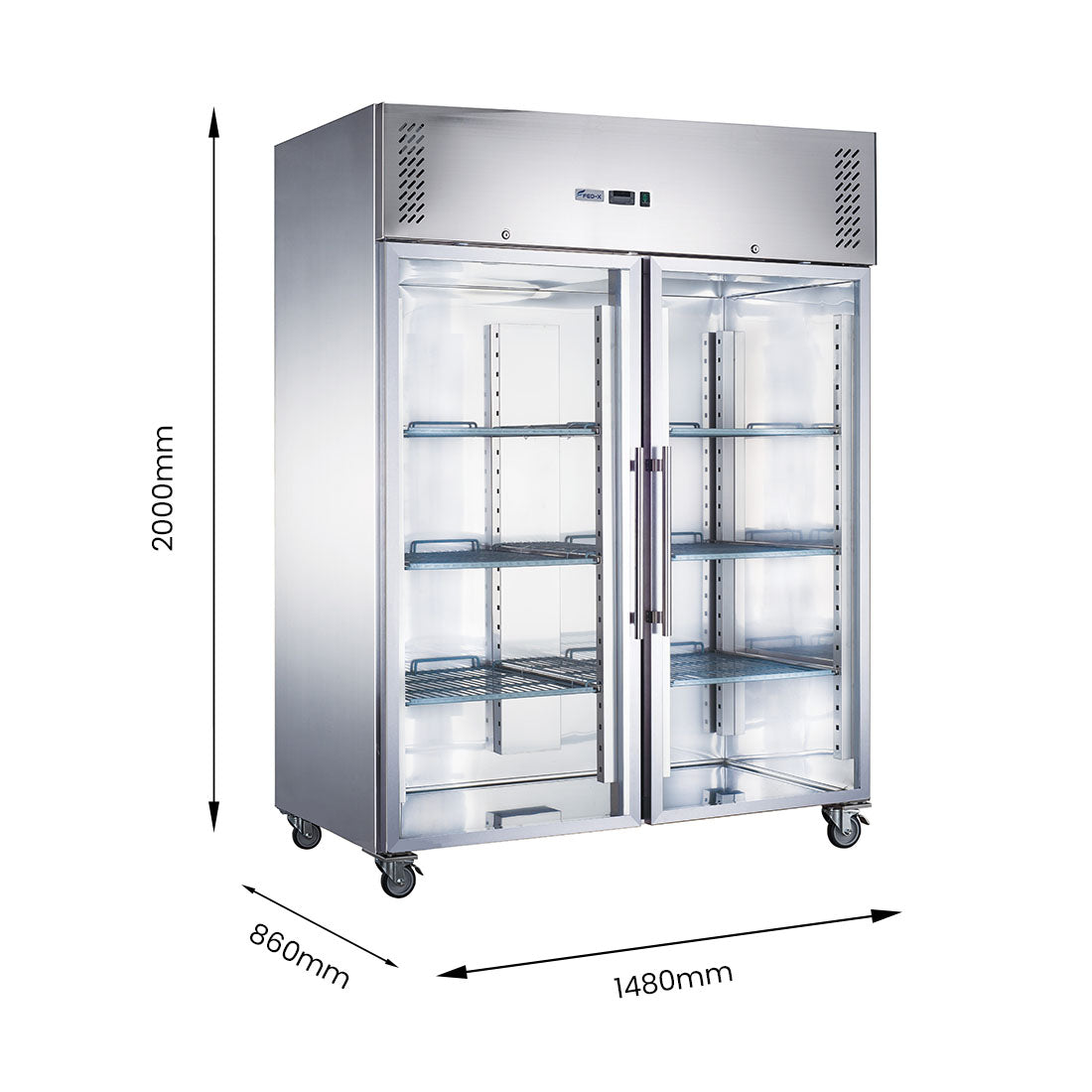 FED-X S/S Two Full Glass Door Upright Freezer – XURF1410G2V