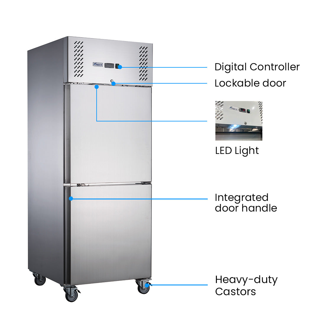 FED-X S/S Split Two-Door Upright Fridge – XURC650S1V
