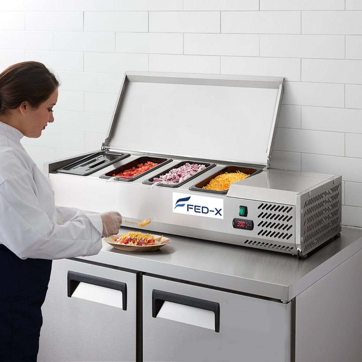 FED-X Salad Bench with Stainless Steel Lid – XVRX1200/380S